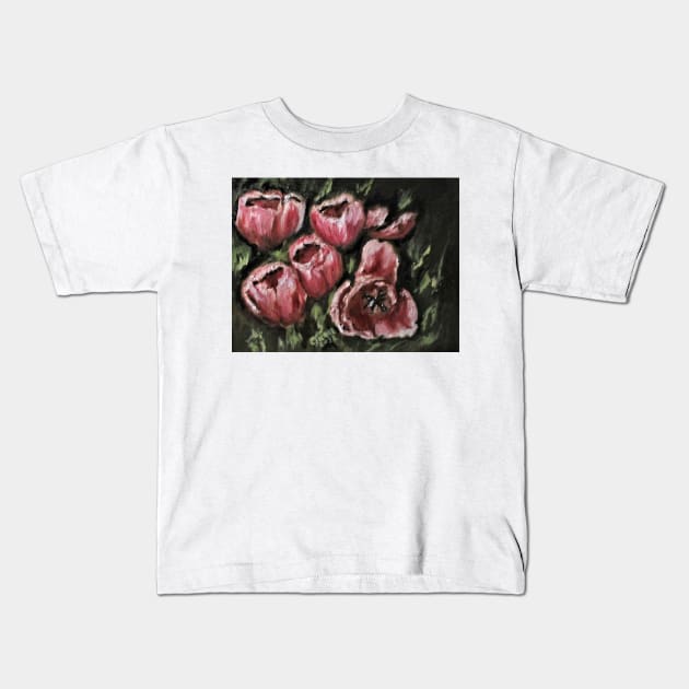 Pink Tulips For Erika Kids T-Shirt by cjkell